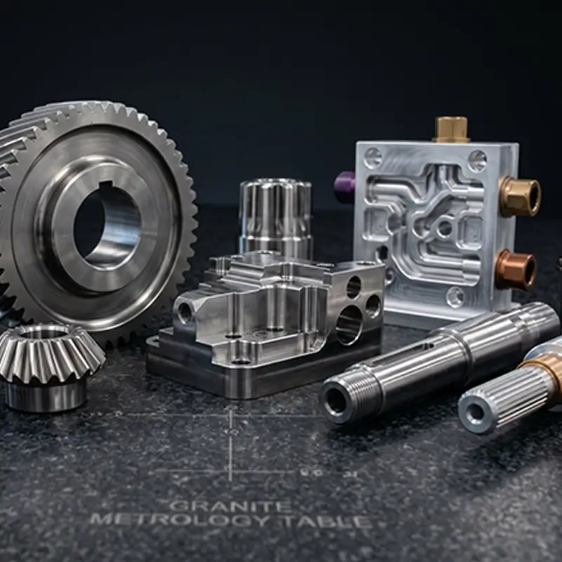 Custom CNC machined steel parts, precision gears, and turned components.