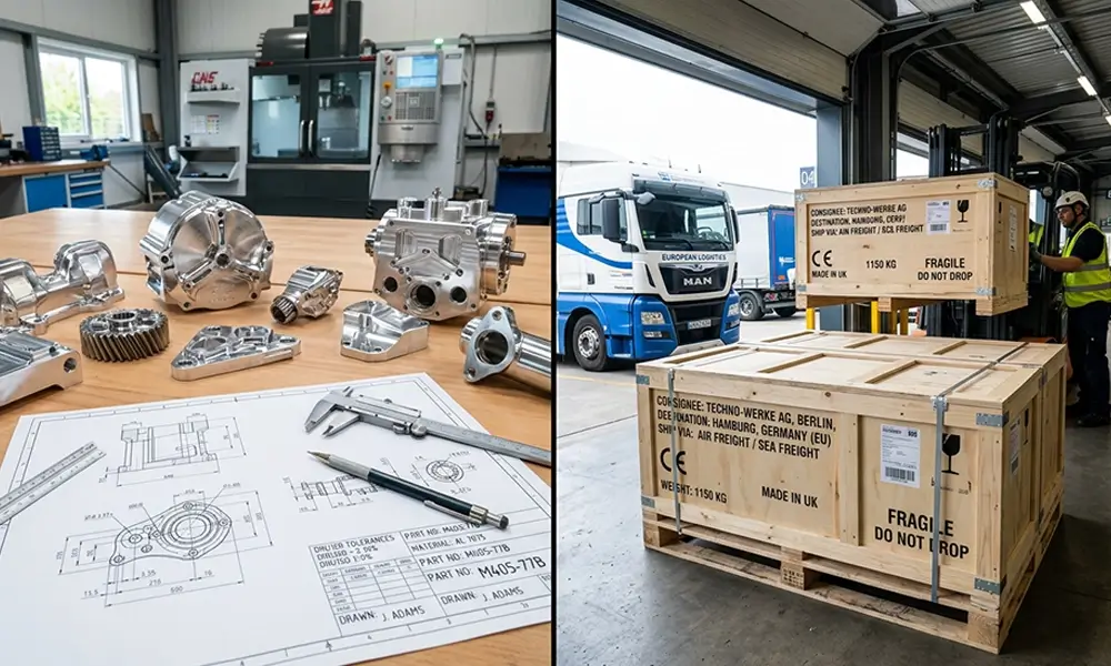 Seamless European B2B industrial logistics and delivery of custom machined parts from Turkey to Germany.